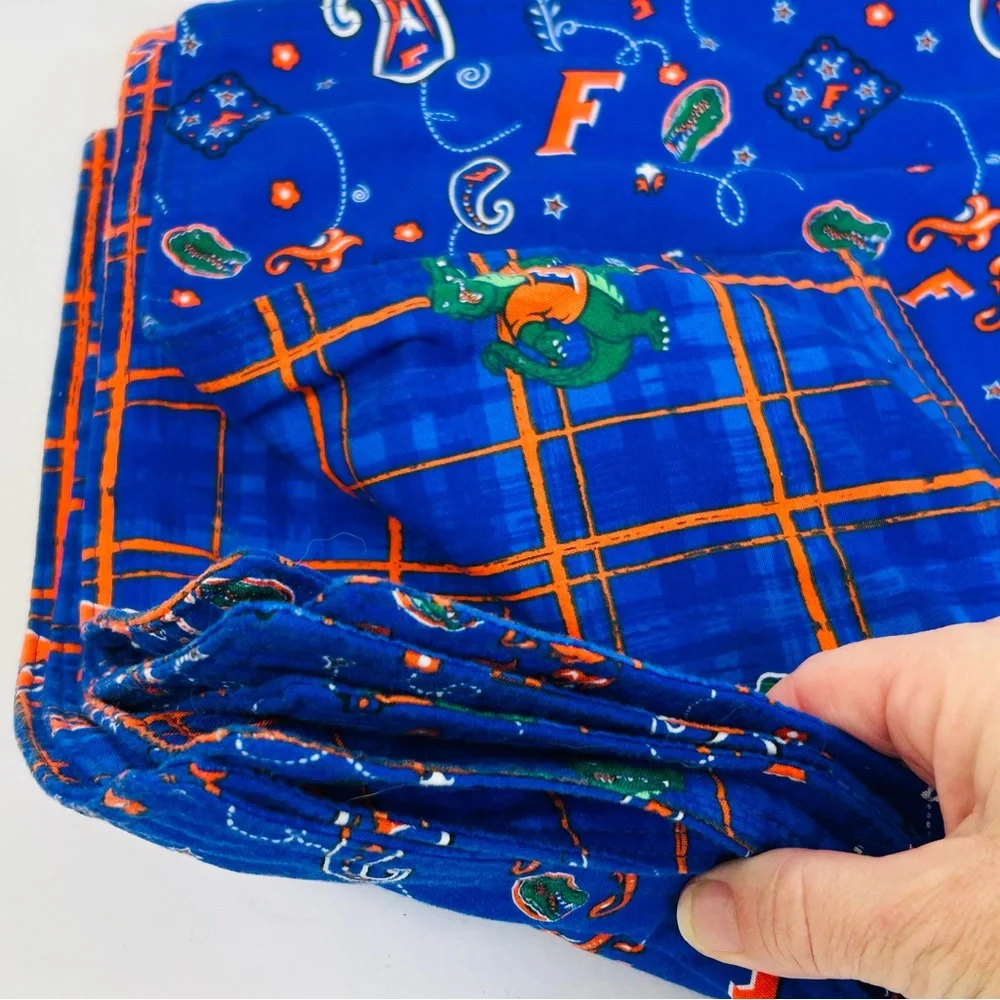 NEW Florida Gators Set of 8 Cotton Placemats, Handmade, Reversible Double Sided